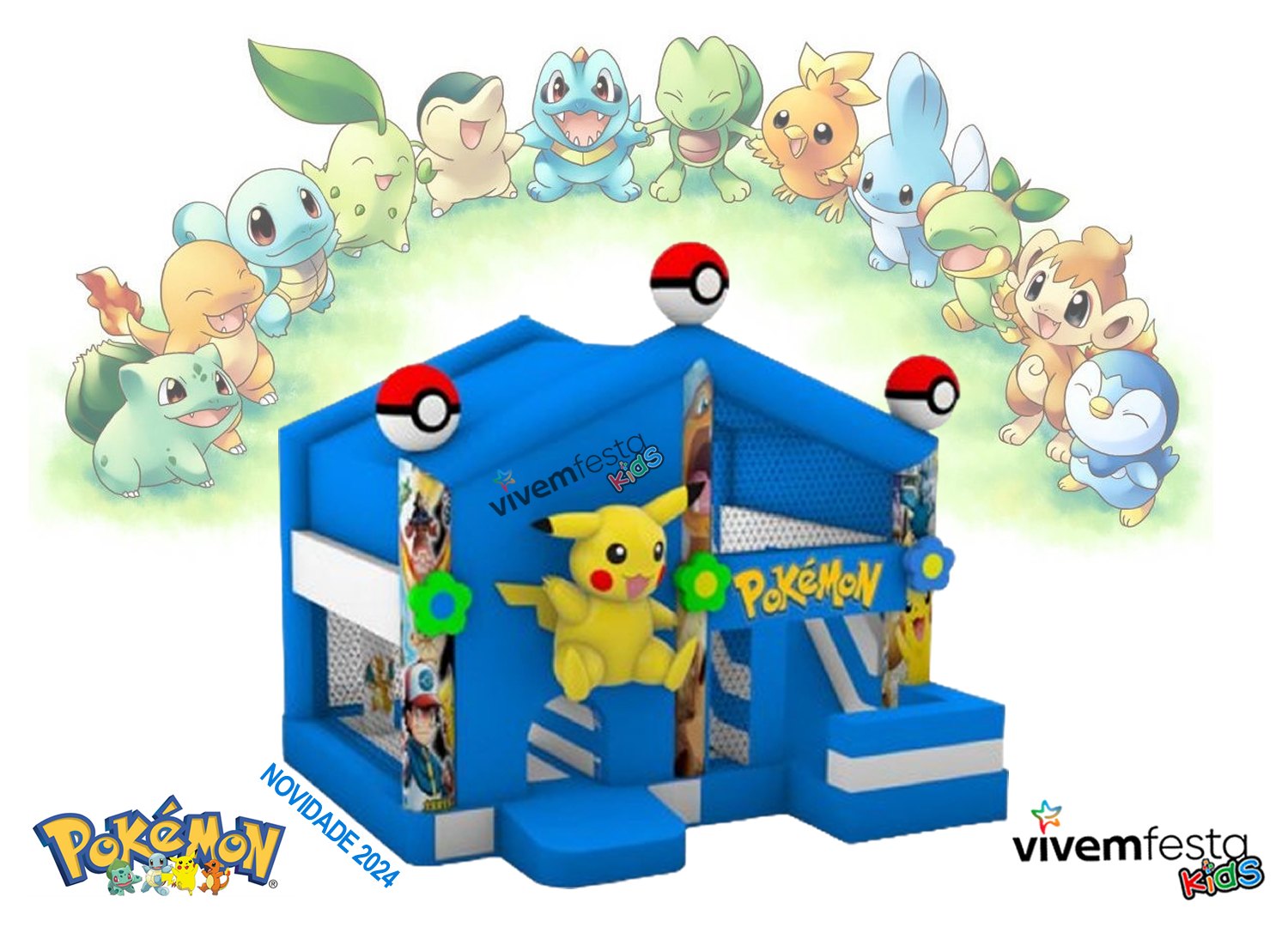 Insuflável Profissional Pikachu (Tema Pokémons)