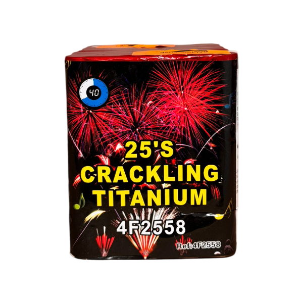 Bateria 25 Disparos Crackling Titanium Morteiros (Categoria F3)