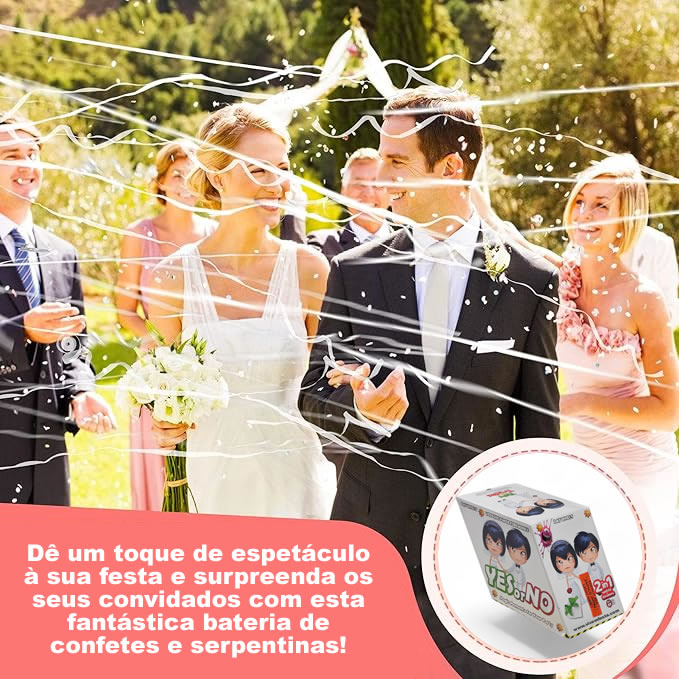 Bateria de Confetes e Serpentinas