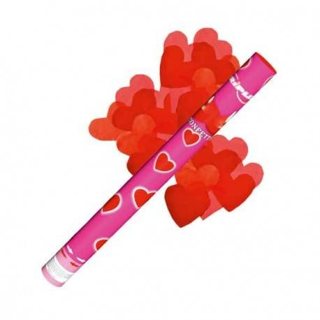 Canhão de Confetes com Corações Vermelhos - 60 cm