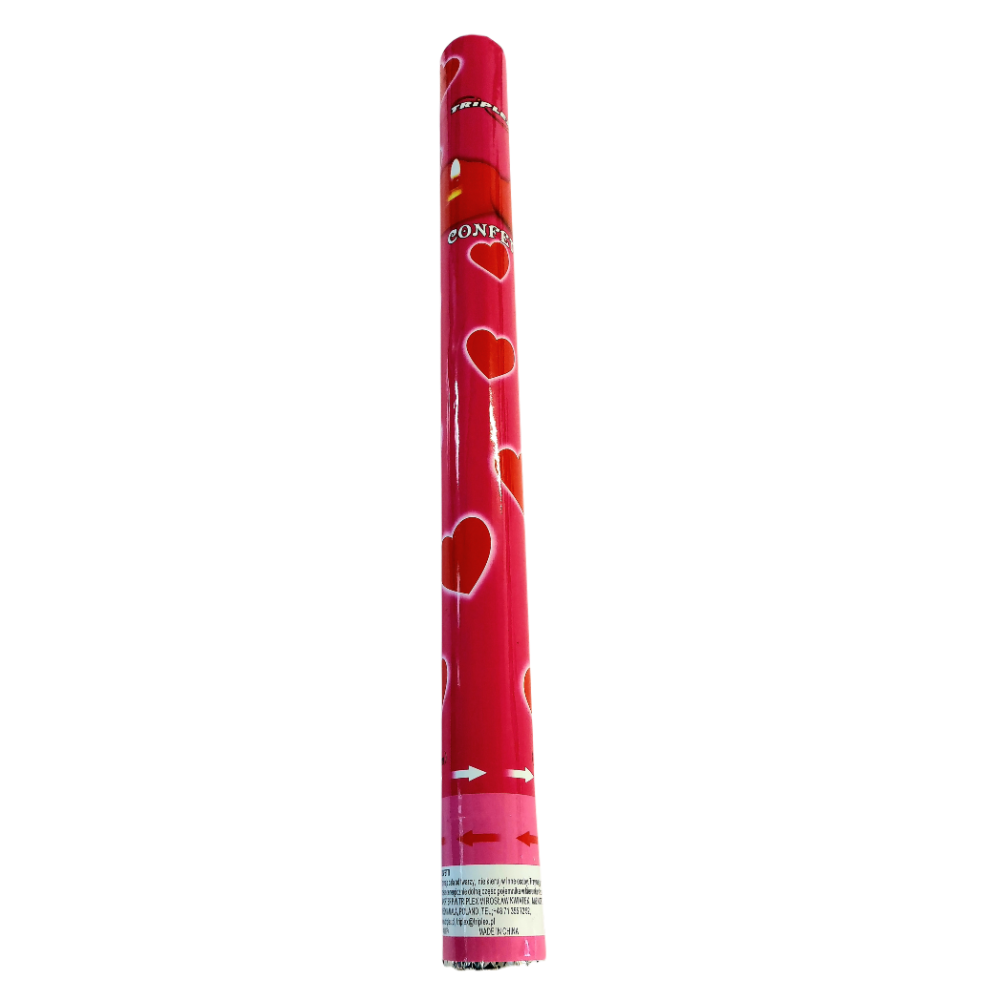 Canhão de Confetes com Corações Vermelhos - 60 cm - Image 2