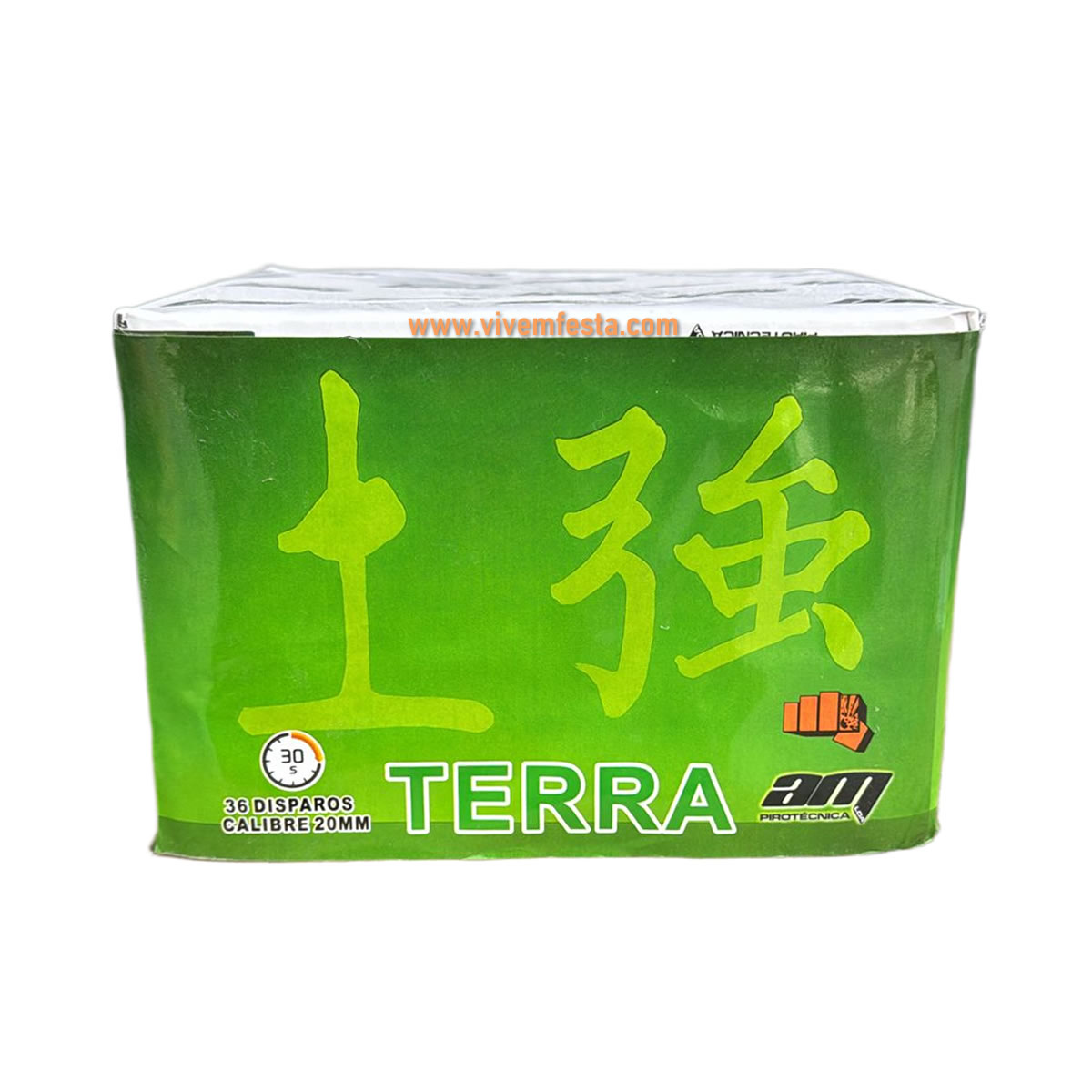 bateria 36 disparos Terra com efeitos crepitar e final dourado