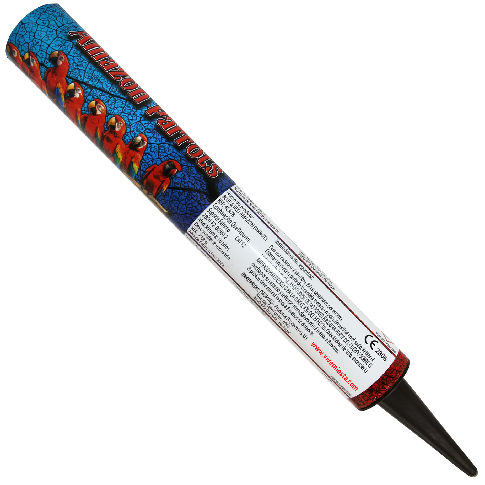 Candela Gatling Azul e Vermelho 105 Disparos Pyro fogo deartificio