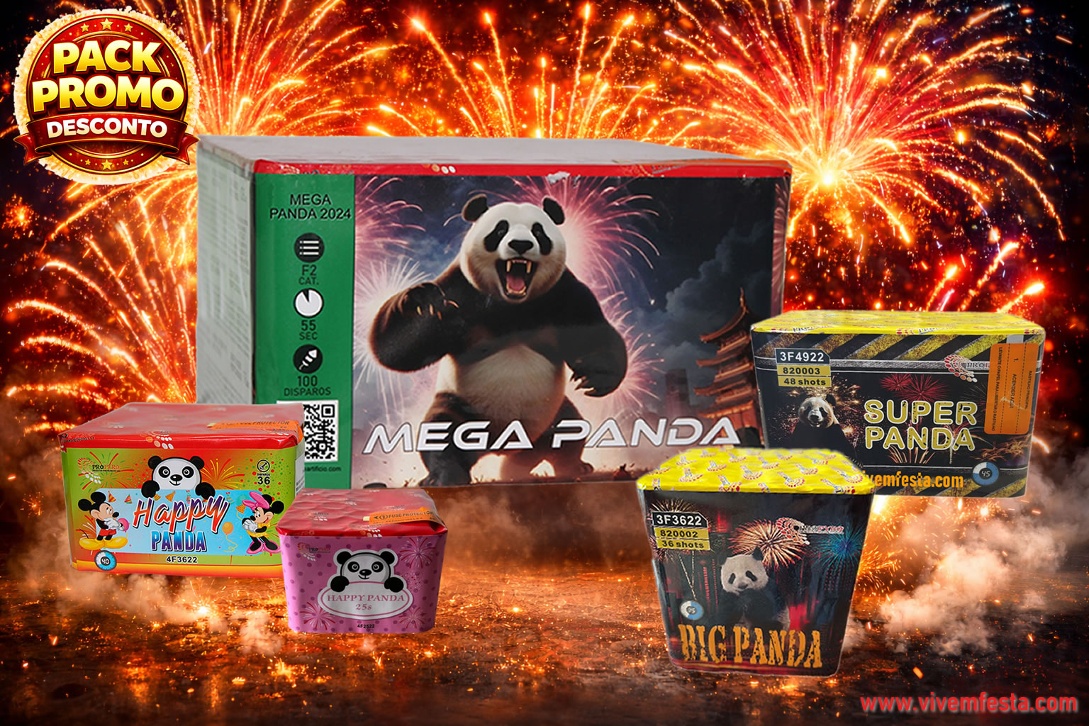 fogo de artifício para festas pack Panda 245 disparos