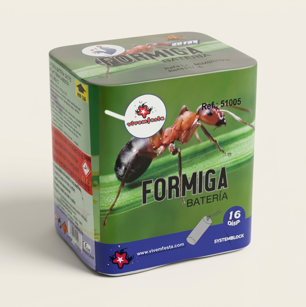 Bateria de fogo de artifício Formiga 16 disparos da marca Platon